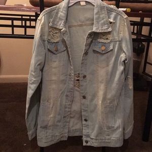 BRAND NEW light blue ripped jean jacket